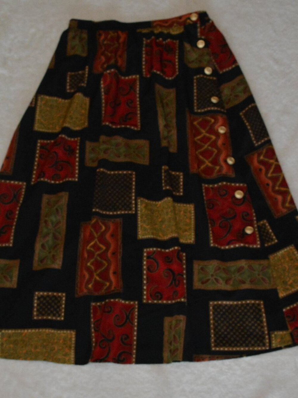 Vintage Stephanie Thomas Sport Geometric Patchwork Pattern Skirt size 14